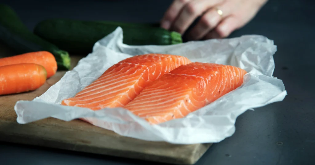 Salmon served as part of a nutritious post-workout recovery meal to aid muscle repair.